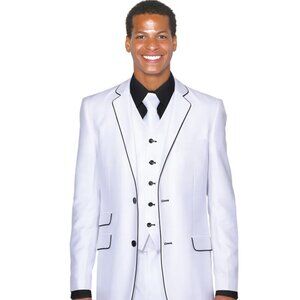 Mens 2 Button Vested Trim Tuxedo in White